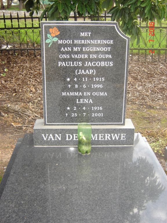 MERWE Paulus Jacobus, van der 1915-1996 &amp; Lena 1916-2001