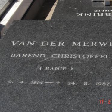 MERWE Barend Christoffel, van der 1914-1987