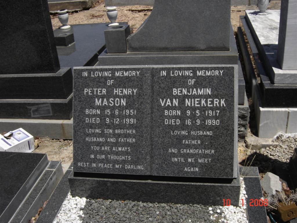 NIEKERK Benjamin, van 1917-1990 :: MASON Peter Henry  1951-1991