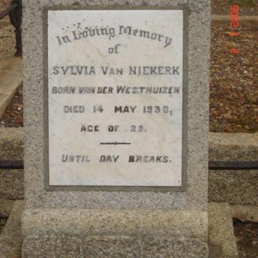 NIEKERK Sylvia, van nee VAN DER WESTHUIZEN -1930