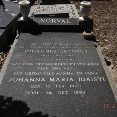 NORVAL Johannes Jacobus 1910-1987 &amp; Johanna Maria 1920-1998