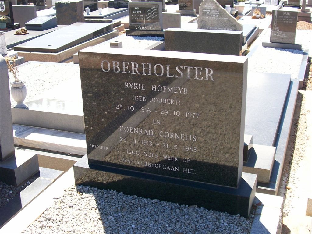 OBERHOLSTER Coenrad Cornelis 1913-1983 &amp; Rykie Hofmeyr JOUBERT 1916-1977