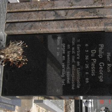 PLESSIS Philip George, du 1936-1989