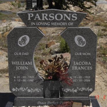 PARSONS William John 1921-1985 &amp; Jacoba Frances 1925-2006