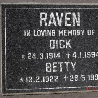 RAVEN Dick 1914-1994 &amp; Betty 1922-1995