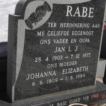 RABE Jan L.J. 1903-1977 &amp; Johanna Elizabeth 1909-1990