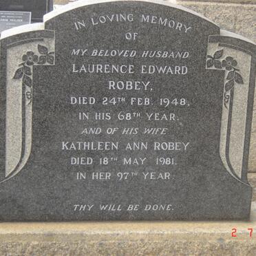 ROBEY Laurence Edward –1948 &amp; Kathleen Ann -1981