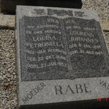RABE Lourens Johannes 1894-1964 &amp; Louisa Petronella VAN HEERDEN 1898-1952