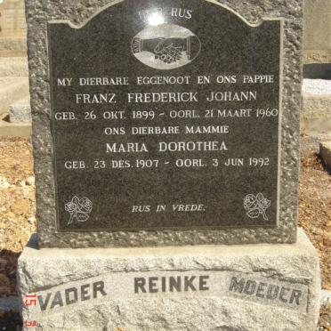 REINKE Franz Frederick Johan 1899-1960 &amp; Maria Dorothea 1907-1992