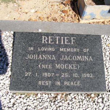 RETIEF Johanna Jacomina nee MOCKE 1907-1982