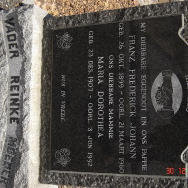 REINKE Franz Frederick Johann 1899-1960 &amp; Maria Dorothea 1907-1992