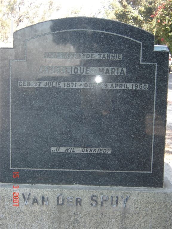 SPUY Angelique Maria, van der 1871-1950
