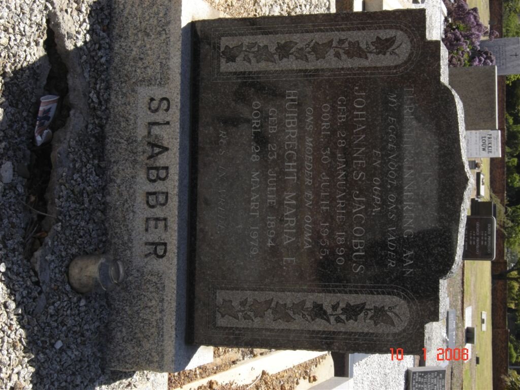 SLABBER Johannes Jacobus 1890-1955 &amp; Huibrecht Maria E. 1894-1979