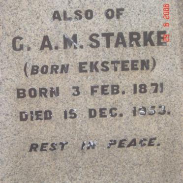 STARKE G.A.M. nee EKSTEEN 1871-1953