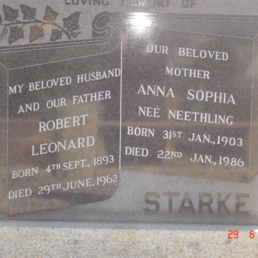 STARKE Robert Leonard 1893-1962 &amp; Anna Sophia NEETHLING 1903-1986