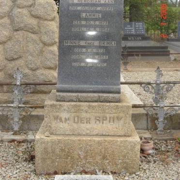 SPUY Lammie, van der 1873-1954 &amp; Minnie BRINK 1873-1953