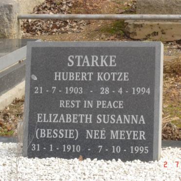 STARKE Hubert Kotze 1903-1994 &amp; Elizabeth Susanna MEYER 1910-1995