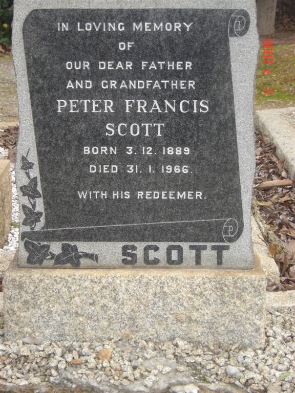 SCOTT Peter Francis 1889-1966