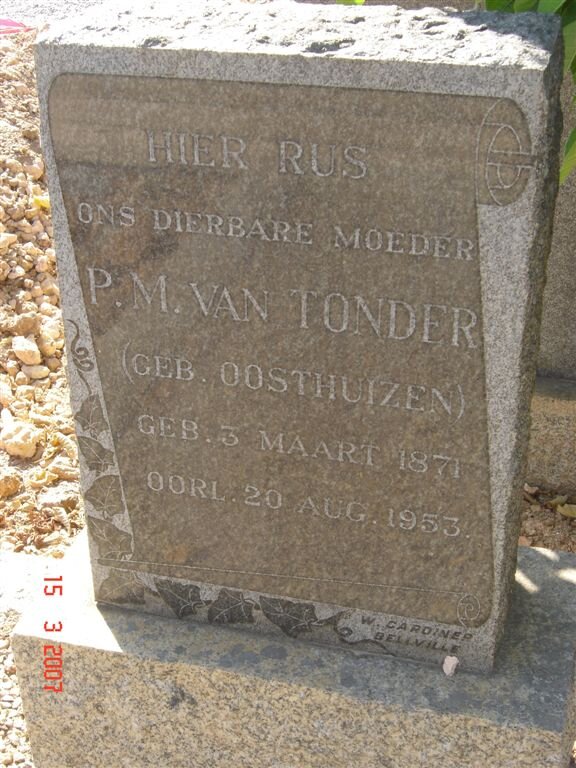 TONDER P.M., van nee OOSTHUIZEN 1871-1953