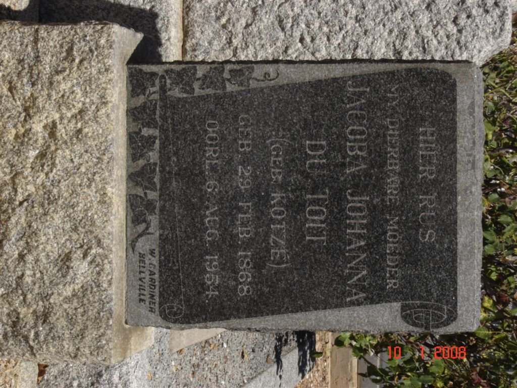 TOIT Jacoba Johanna, du nee KOTZé 1868-1954