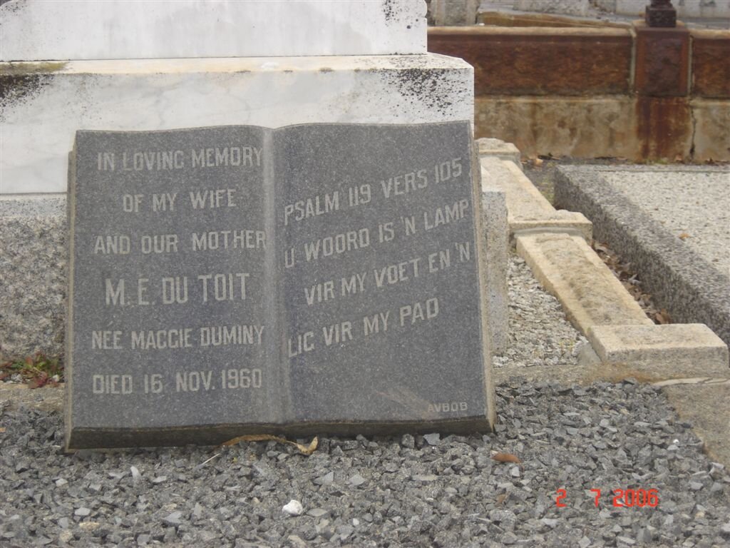 TOIT M.E., du nee DUMINY - 1960