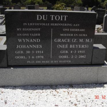 TOIT Wynand Johannes 1914-1970 &amp; Z.M.M. BEYERS 1915-2002