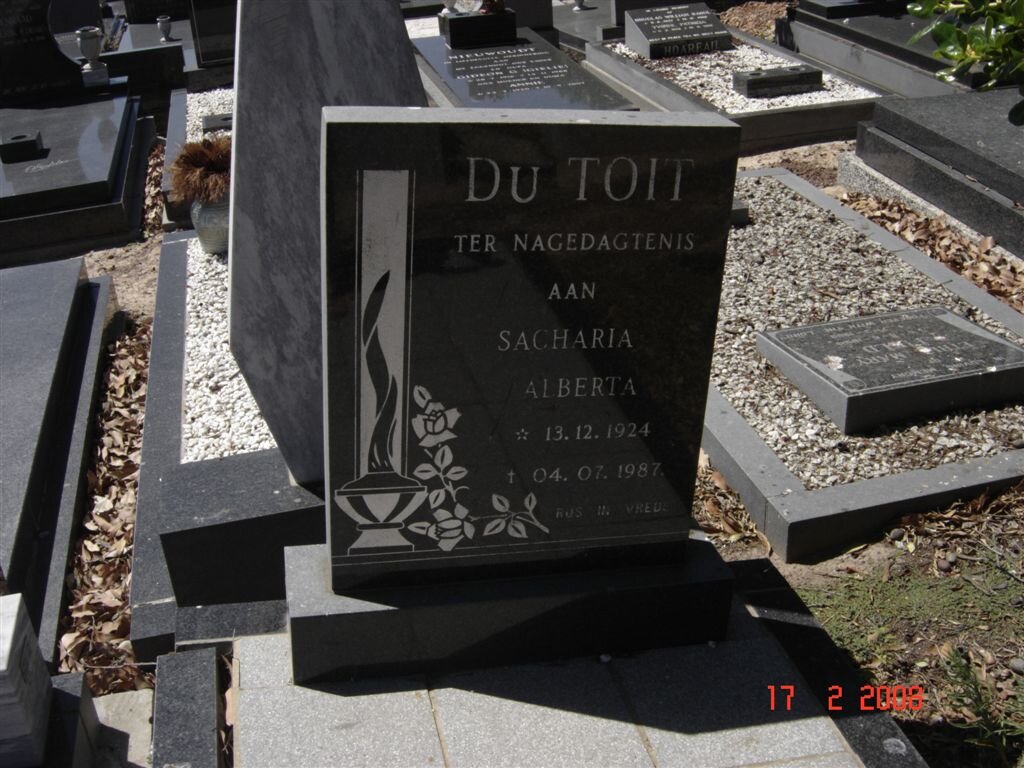 TOIT Sacharia Alberta, du 1924-1987