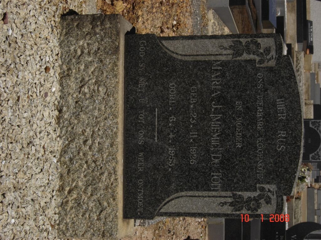 TOIT Maria J, de 1925-1953