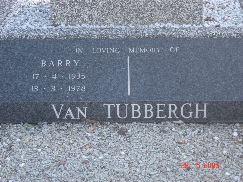 TUBBERGH Barry, van 1935-1978