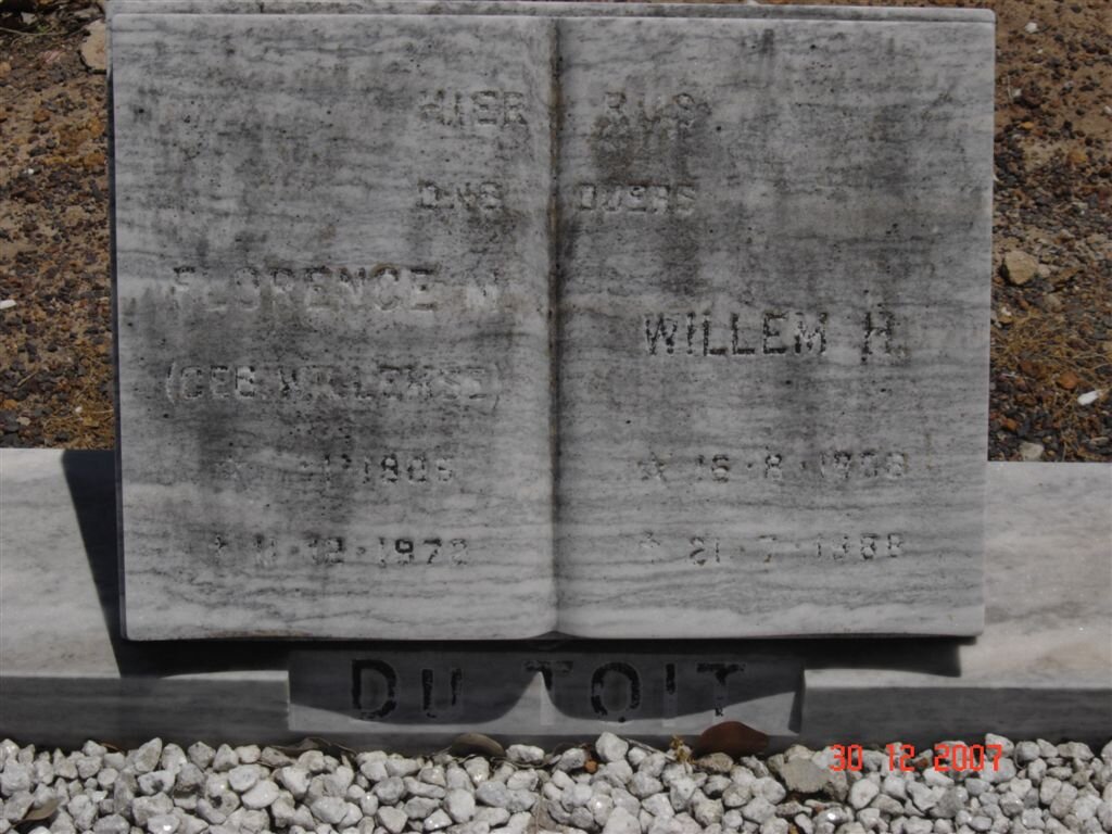 TOIT Willem H. 1880-1988 &amp; Florence WILLEMSE 1885-1972