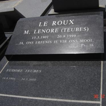 TEUBES Eudore 1904-2000 :: TEUBES M. Lenore nee LE ROUX 1901-1999