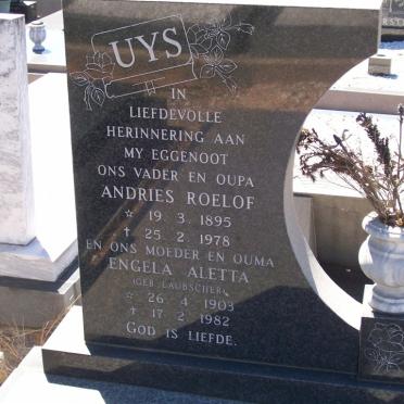 UYS Andries Roelof 1895-1978 &amp; Engela Aletta LAUBSCHER 1903-1982
