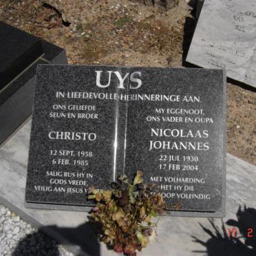 UYS Nicolaas Johannes 1930-2004 :: UYS Christo  1958-1985