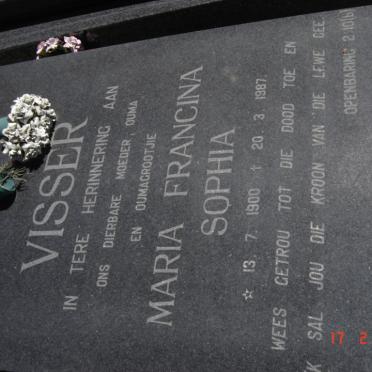 VISSER Maria Francina Sophia 1900-1987
