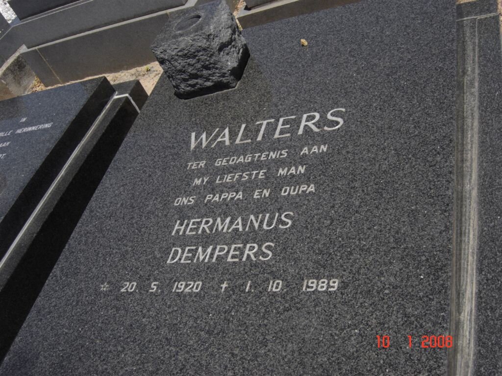 WALTERS Hermanus Dempers 1920-1989