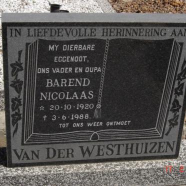 WESTHUIZEN Barend Nicolaas, van der 1920-1988