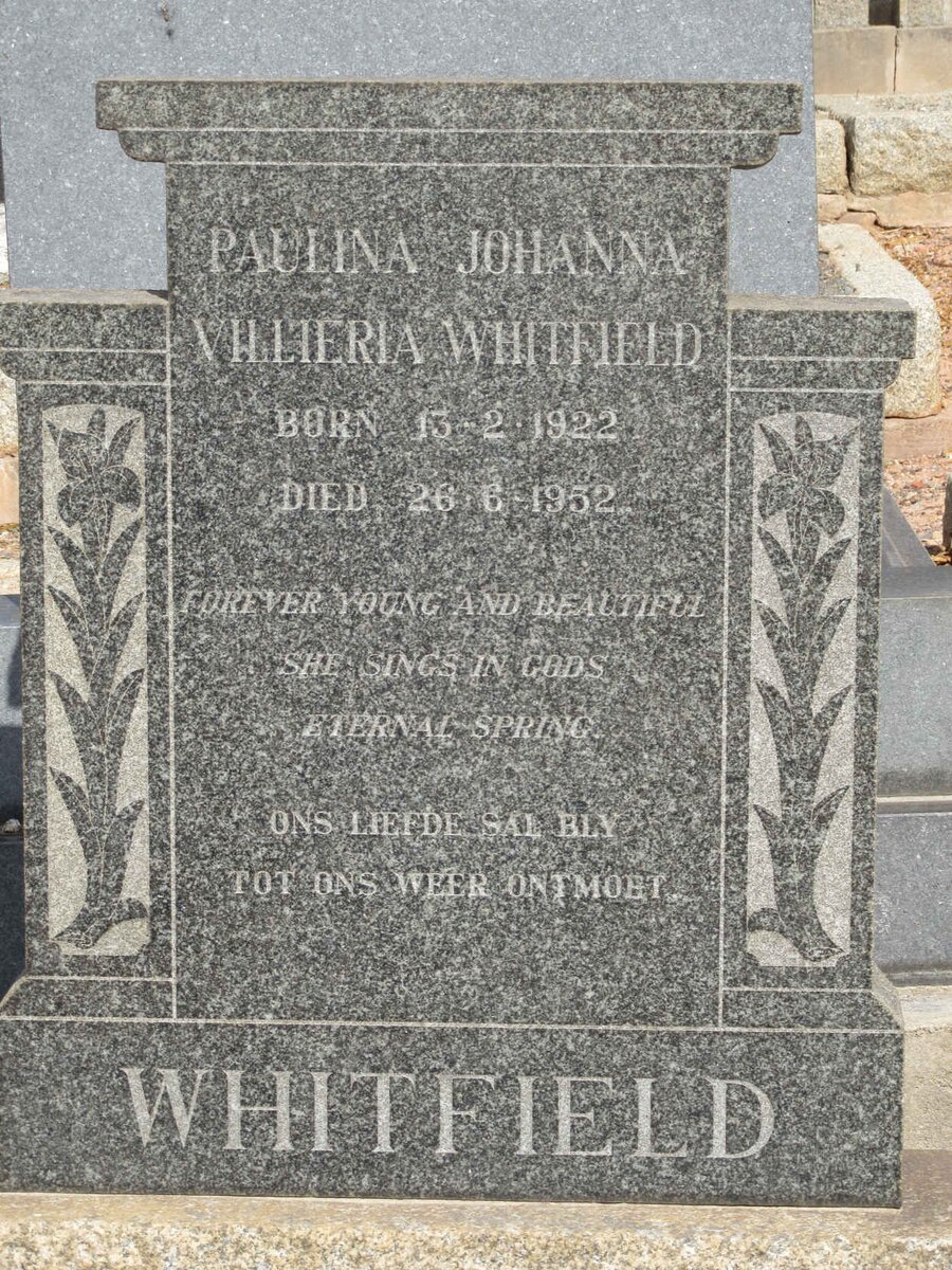 WHITFIELD Paulina Johanna Villieria 1922-1952