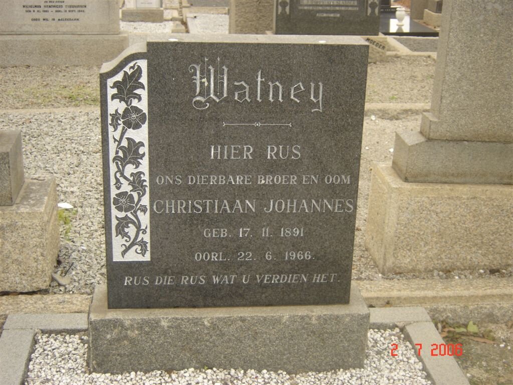 WATNEY Christiaan Johannes 1891-1966