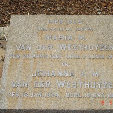 WESTHUIZEN Maria M., van der 1861-1954 :: VAN DER WESTHUIZEN Johanna F.M. 1874-1967