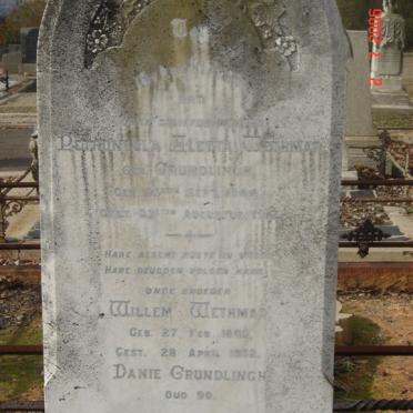 WETHMAR Petronella Aletta nee GRUNDLINGH 1844-1912 :: WETHMAR Willem 1882-1932