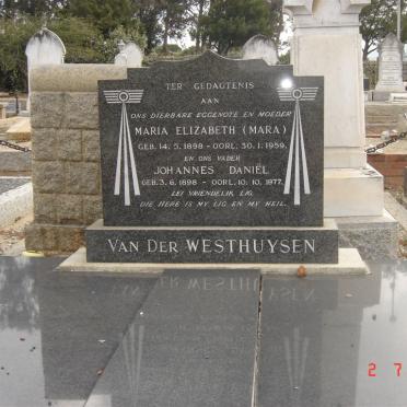WESTHUYSEN Johannes Daniel, van der 1898-1977 &amp; Maria Elizabeth 1898-1959