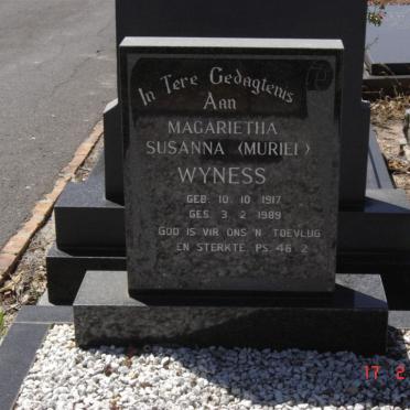 WYNESS Magarietha Susanna 1917-1989