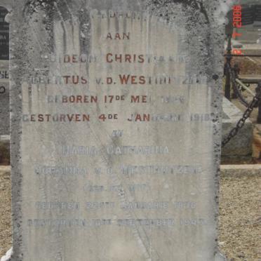 WESTHUIZEN Gideon Christiaan Albertus, v.d. 18??-1918 &amp; Maria Catharina Johanna DE WIT 1876-1943