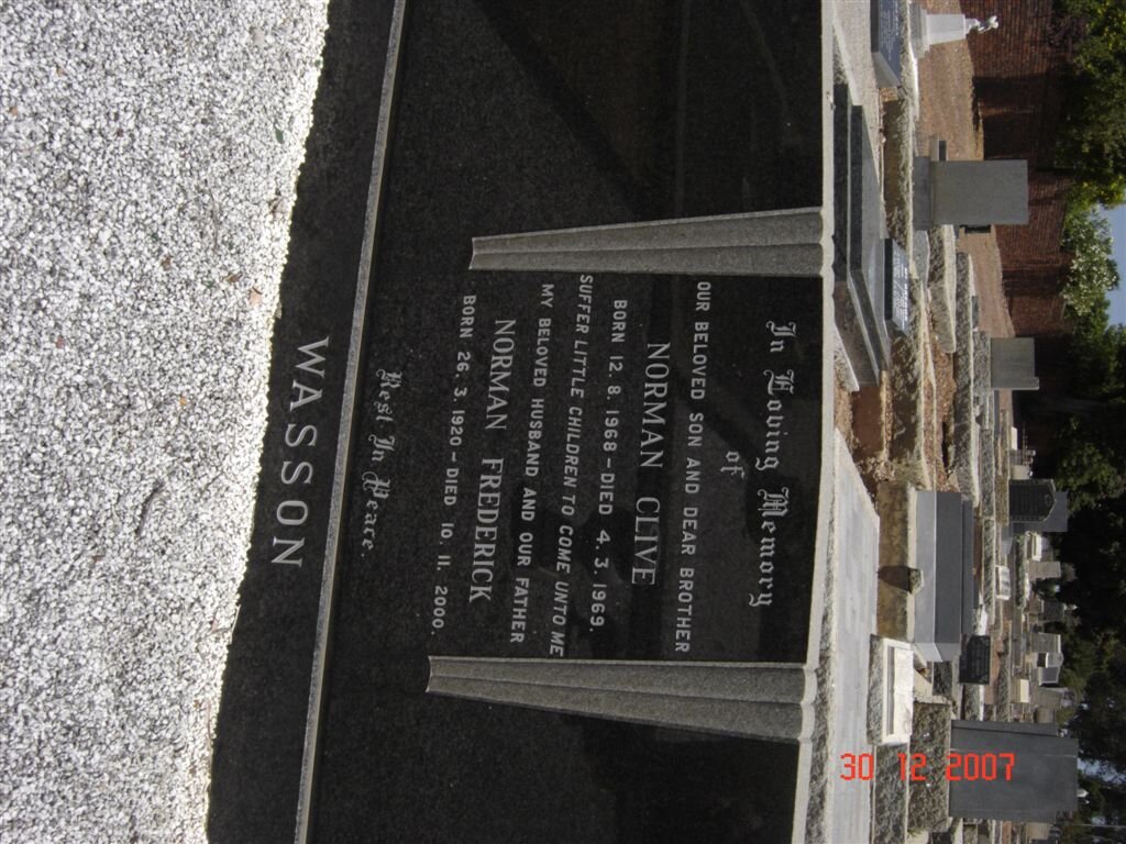 WASSON Norman Frederick 1920-2000 :: WASSON Norman Clive 1968-1969