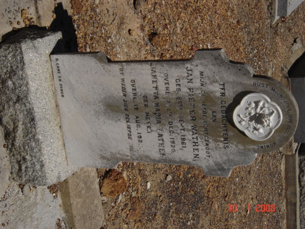 WATHEN Jan Pieter 1861-1920 &amp; Janetta Maria MEYER -1929