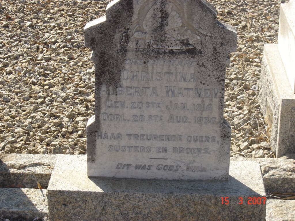 WATNEY Christina Alberta 1919-1936