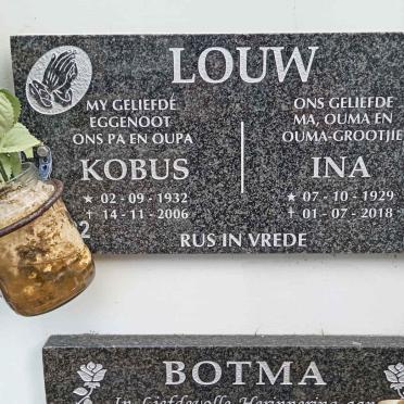 LOUW Kobus 1932-2006 &amp; Ina 1929-2018