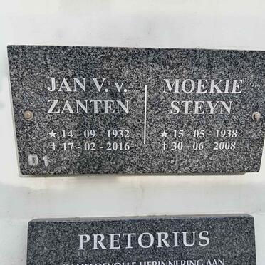 ZANTEN Jan V., van 1932-2016 :: STEYN Moekie 1938-2008