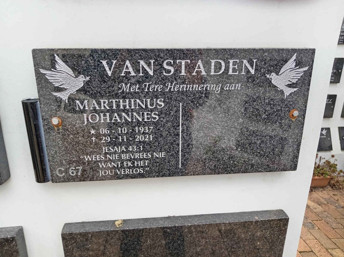 STADEN Marthinus Johannes, van 1937-2021