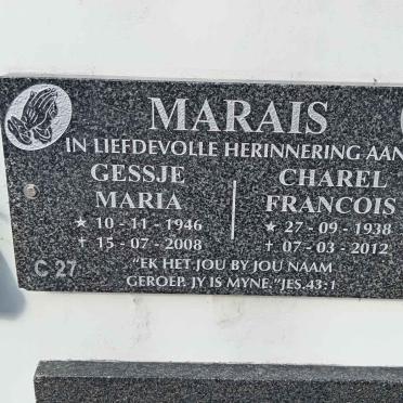 MARAIS Charel Francois 1938-2012 &amp; Gessje Maria 1946-2008